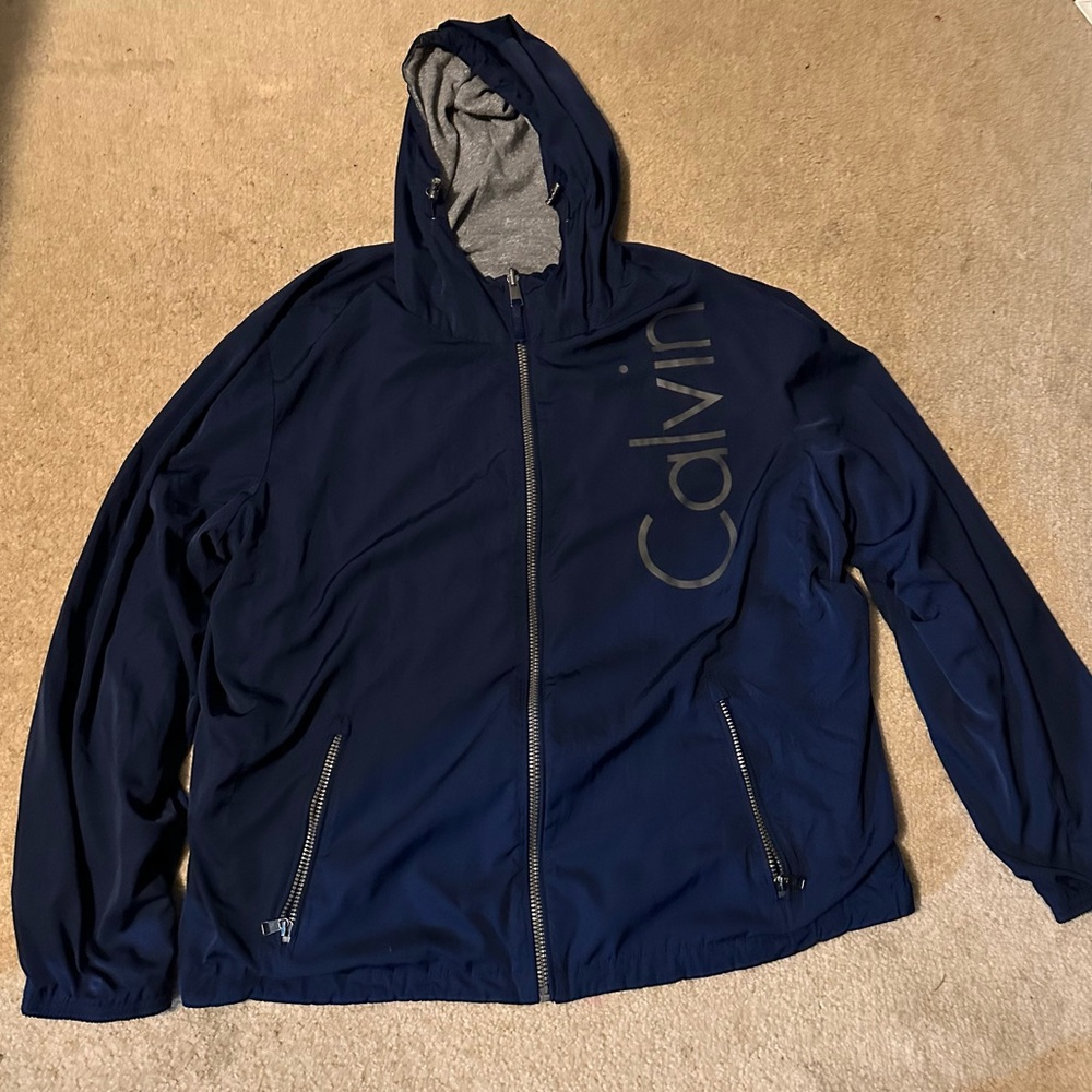 CALVIN KLEIN Reversible Hooded Jacket (Blue/Grey) (XL)